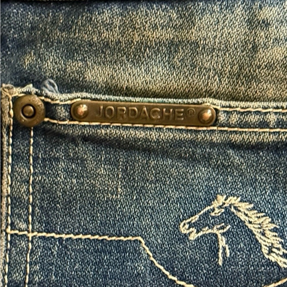Jordache Y2K Men's Women’s 1980s Worn Blue Bootcut Jeans with Faded Whiskering - Picture 3 of 16